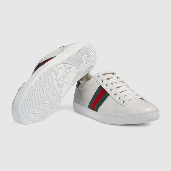 GUCCI Women's Ace Leather Sneaker, White, Precious - Picture 1 of 16